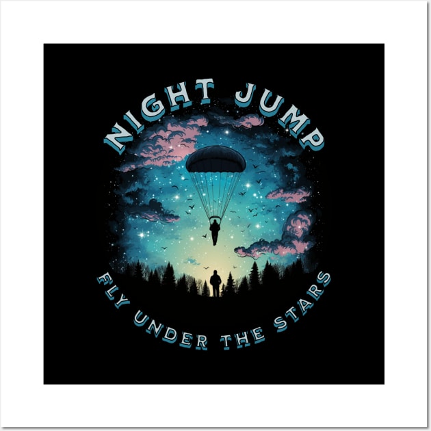 Night jump - Fly under the stars, skydiving, Wall Art by New Day Prints